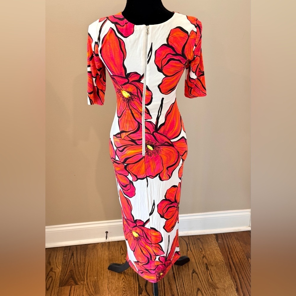 Women’s MILLY Windflower Jersey floral midi dress- Size 4 - Picture 4 of 8